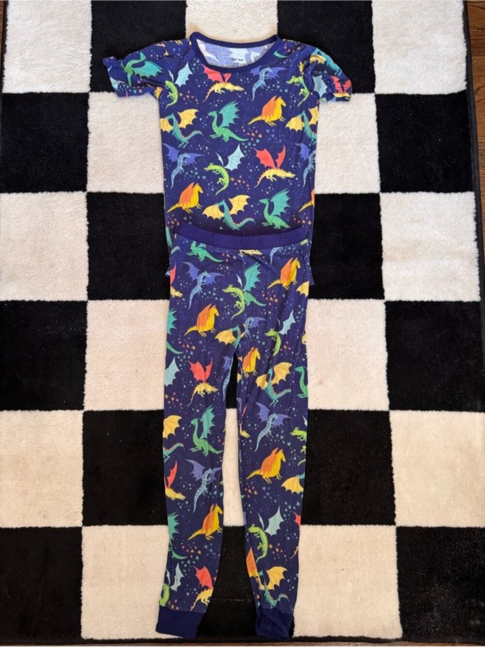 Kids Navy Blue Dinosaur Print Pajama Set